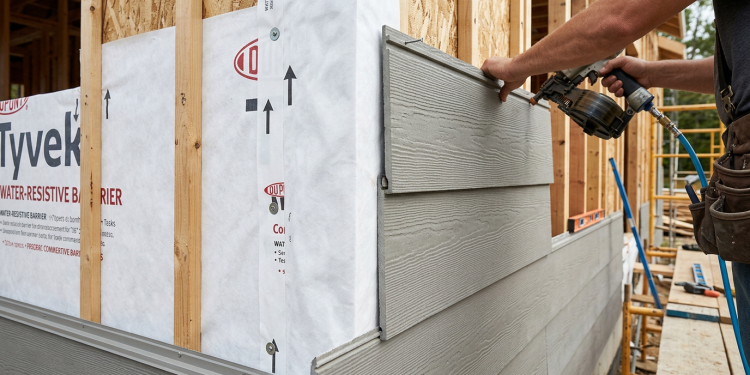 Como essa casa combina estética moderna e proteção com siding cimentício sobre membrana