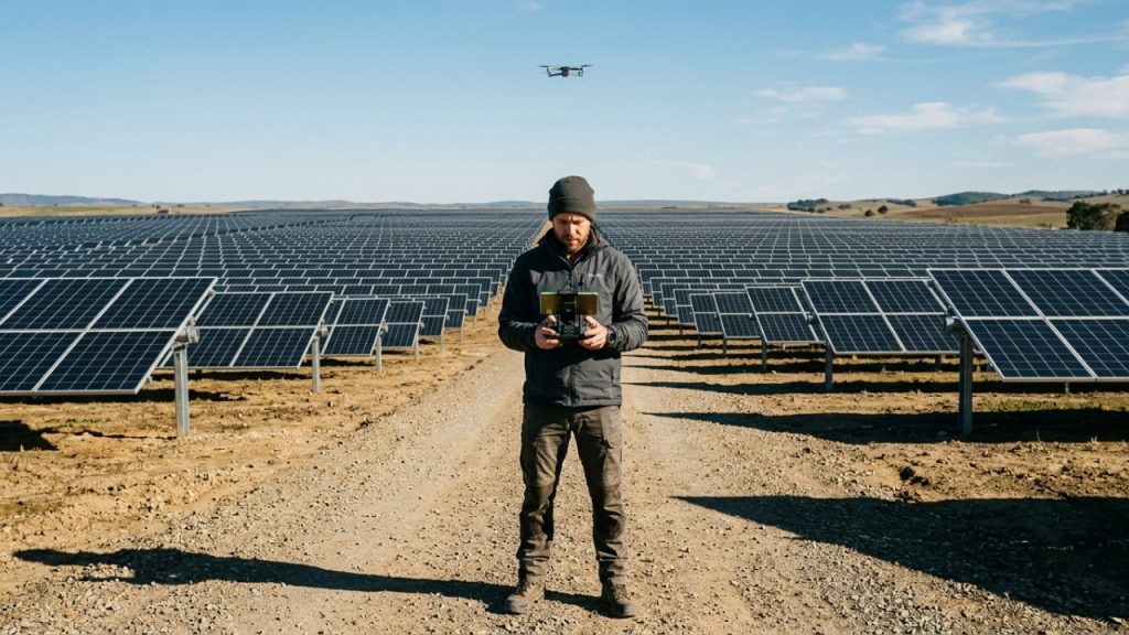 Voar drones térmicos sobre fazendas solares virou a rota mais rápida para faturar 9 mil reais na tecnologia