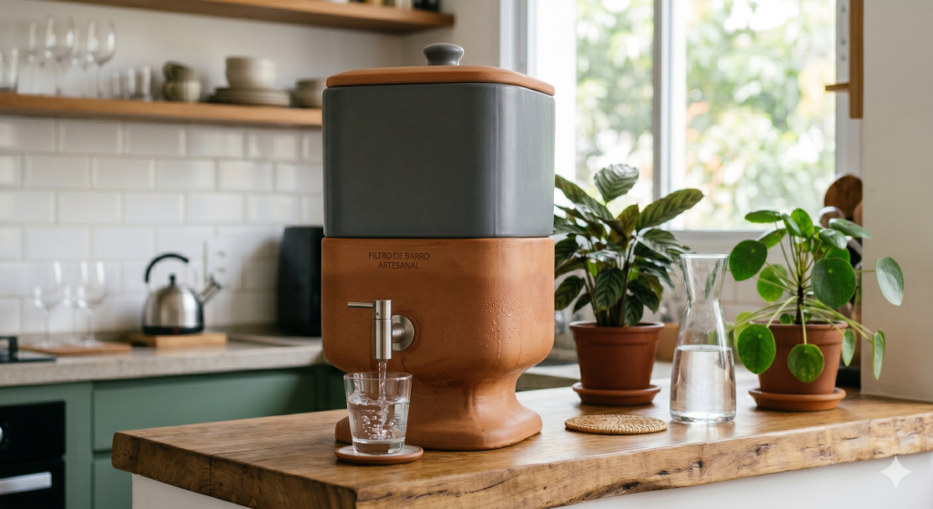 Filtro de barro moderno com cuba de cerâmica