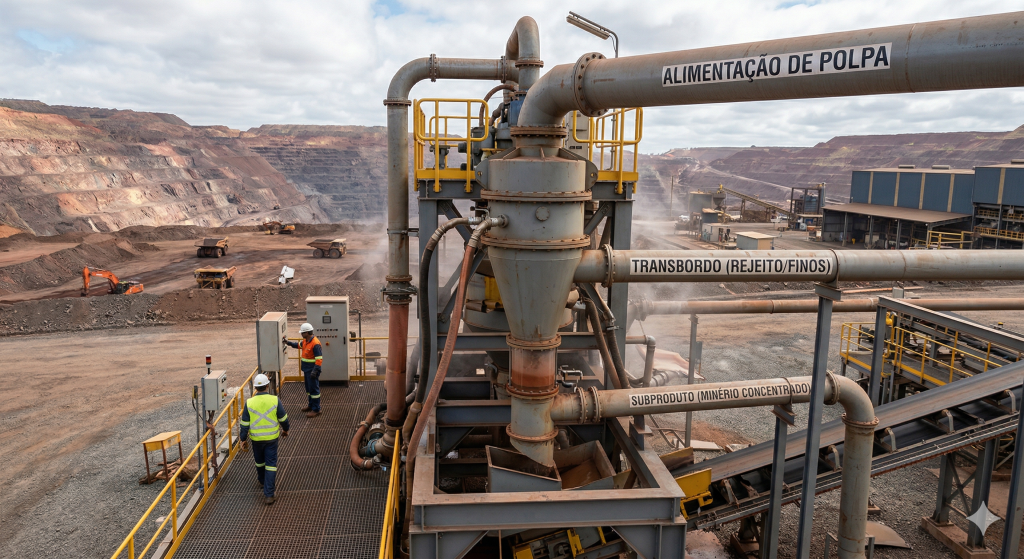 Separação de areia e sedimentos em ciclones de fundo protege as bombas de elevação e reduz drasticamente o desgaste das ferramentas