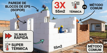 Construção com blocos de EPS (isopor) em casas de 55 metros quadrados