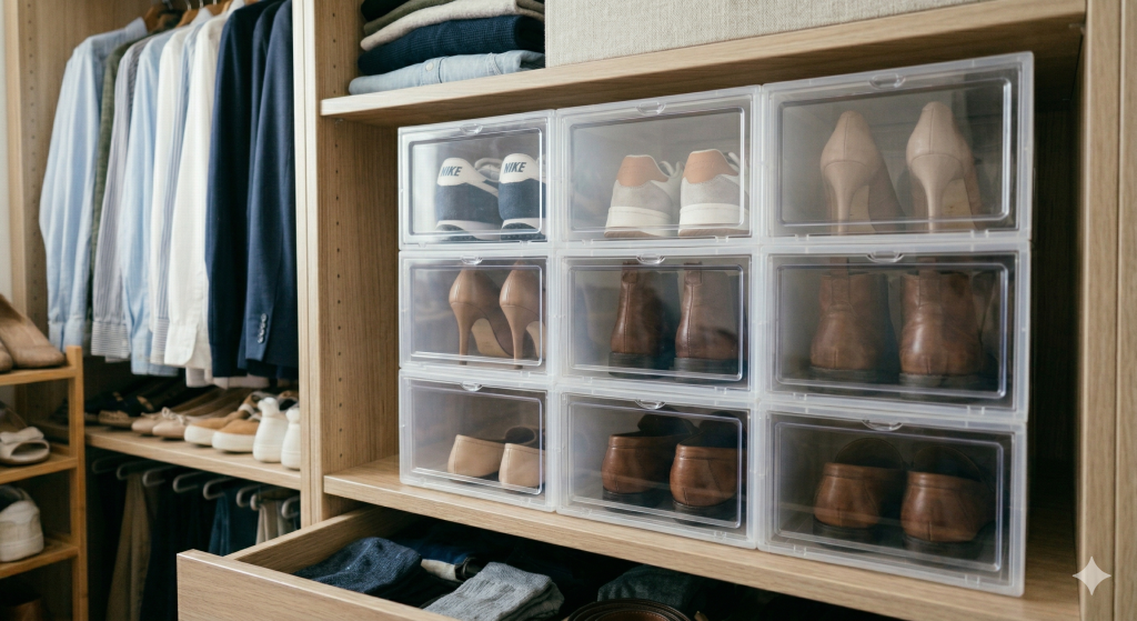 Organizador de sapatos que dobra o espaço do armário por menos de 10 reais a unidade vira o segredo dos quartos impecáveis