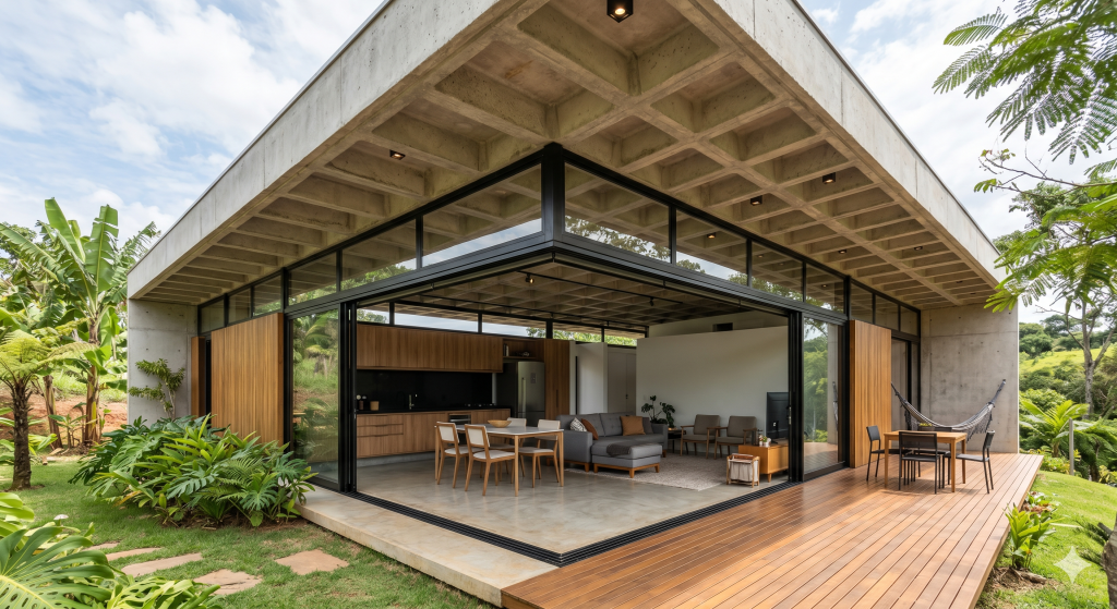 Residência de 68 metros quadrados com laje nervurada