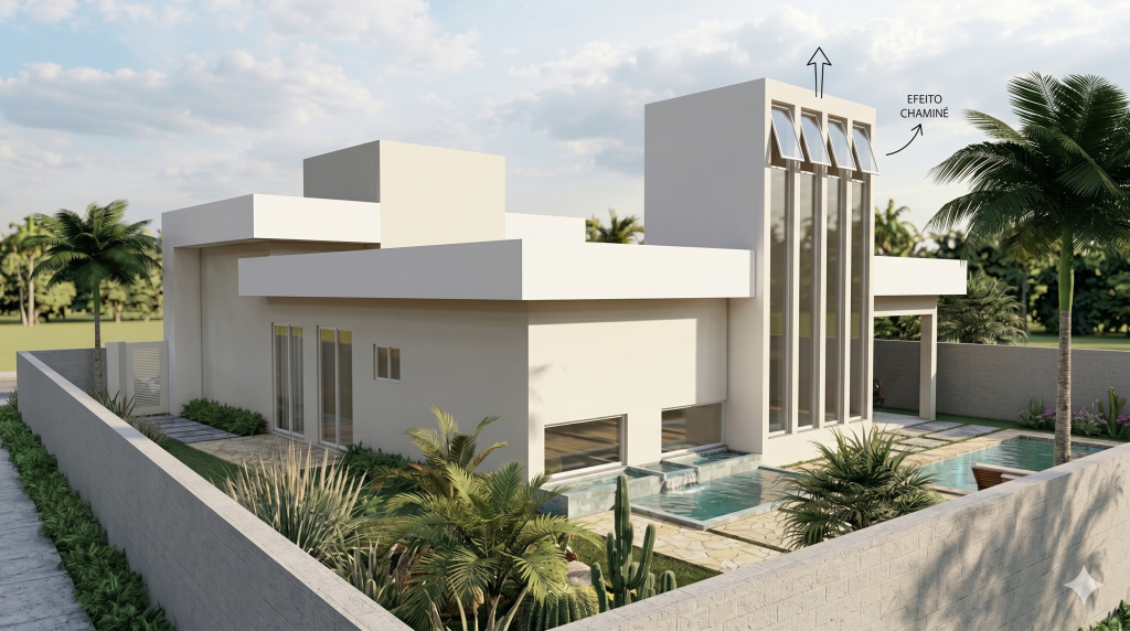 Ventilação natural em casas com pé-direito alto