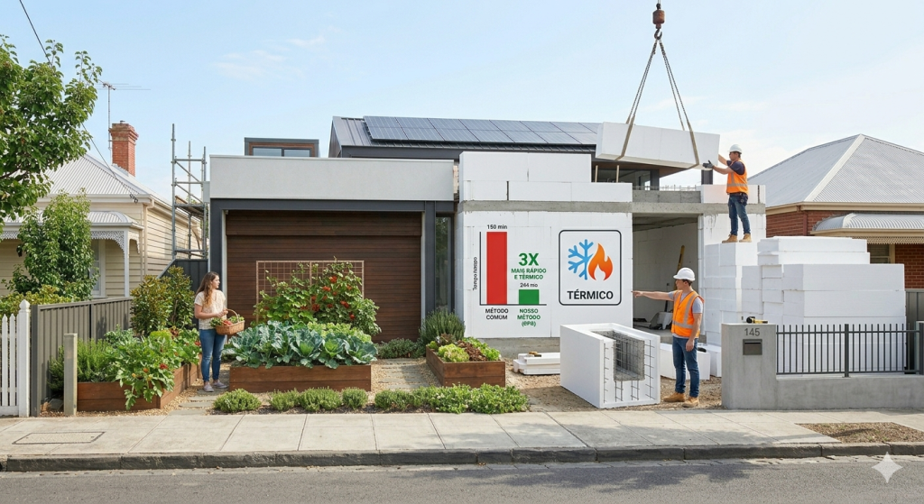 Construção com blocos de EPS (isopor) em casas de 55 metros quadrados