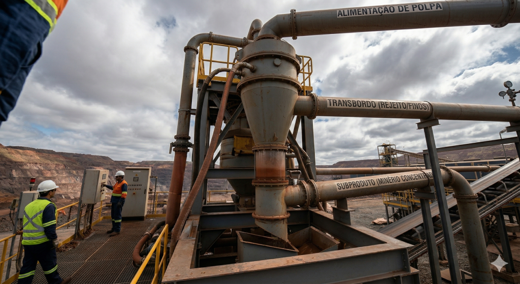 Separação de areia e sedimentos em ciclones de fundo protege as bombas de elevação e reduz drasticamente o desgaste das ferramentas