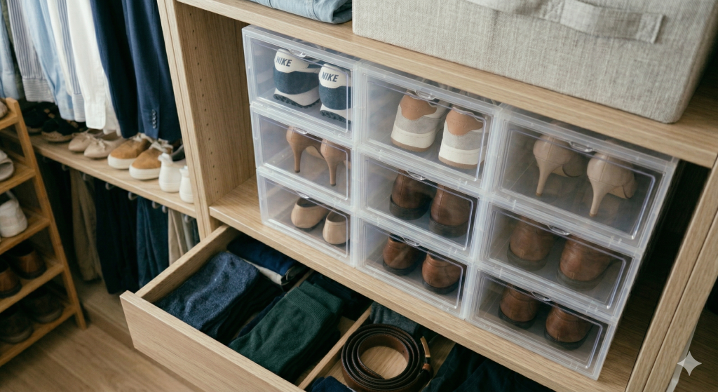 Organizador de sapatos que dobra o espaço do armário por menos de 10 reais a unidade vira o segredo dos quartos impecáveis