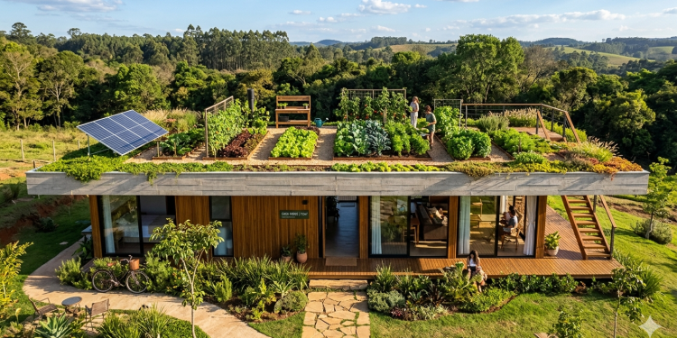Projeto com teto jardim e horta de 72 metros quadrados recupera a área verde e reduz a temperatura interna em até 5°C