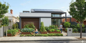 Casa urbana com recuo frontal produtivo de 60 metros quadrados une segurança, estética moderna e cultivo de alimentos