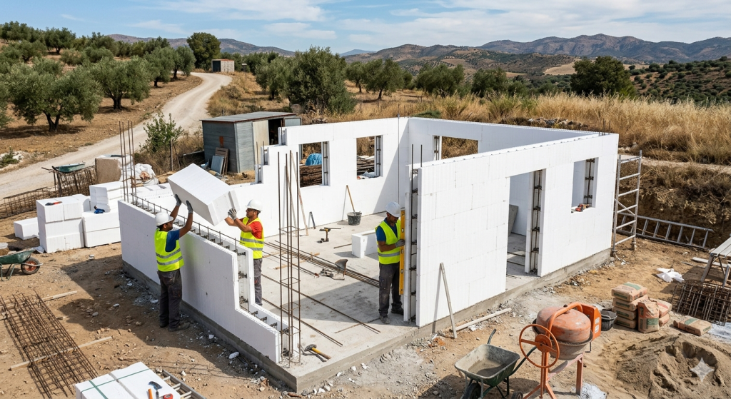 Construção com blocos de EPS (isopor) em casas de 55 metros quadrados