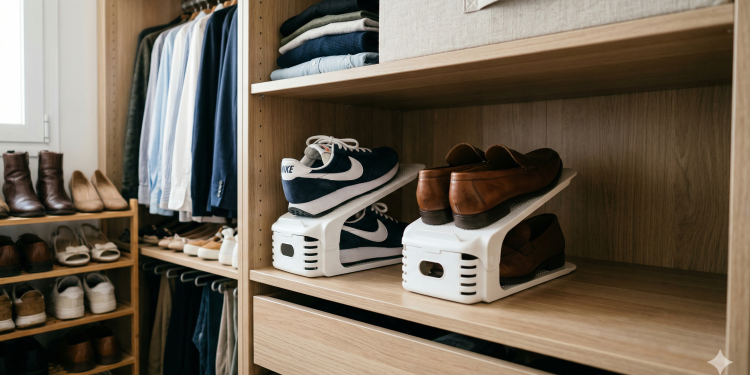 Organizador de sapatos que dobra o espaço do armário por menos de 10 reais a unidade vira o segredo dos quartos impecáveis