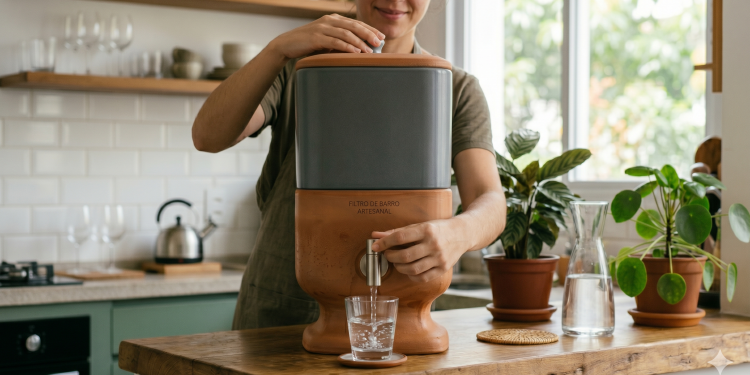 Filtro de barro moderno com cuba de cerâmica