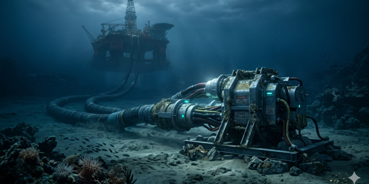 Instalação de tomadas gigantes no leito marinho e a extração de petróleo