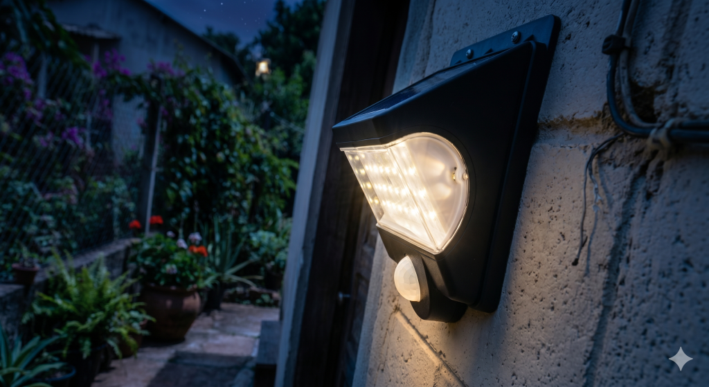 Luminária solar barata com sensor de presença