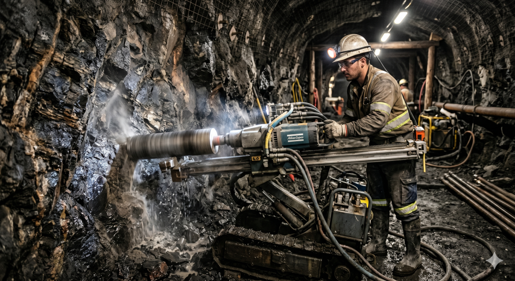 Mineração com brocas de diamante - Imagem gerada com IA