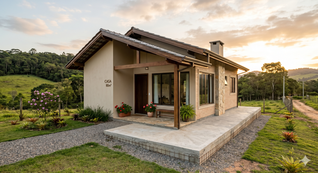 Casa térrea com radier de 80 metros quadrados