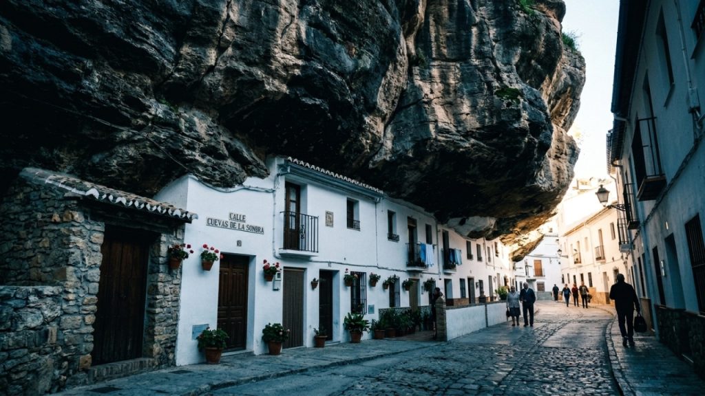 Cidade construída em desfiladeiro rochoso