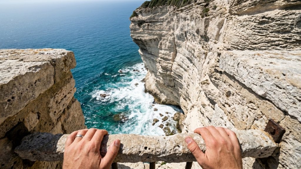 Cidade histórica construída sobre falésias no Mar Mediterrâneo