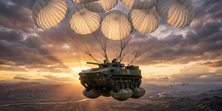 O tanque anfíbio tático que é lançado de paraquedas