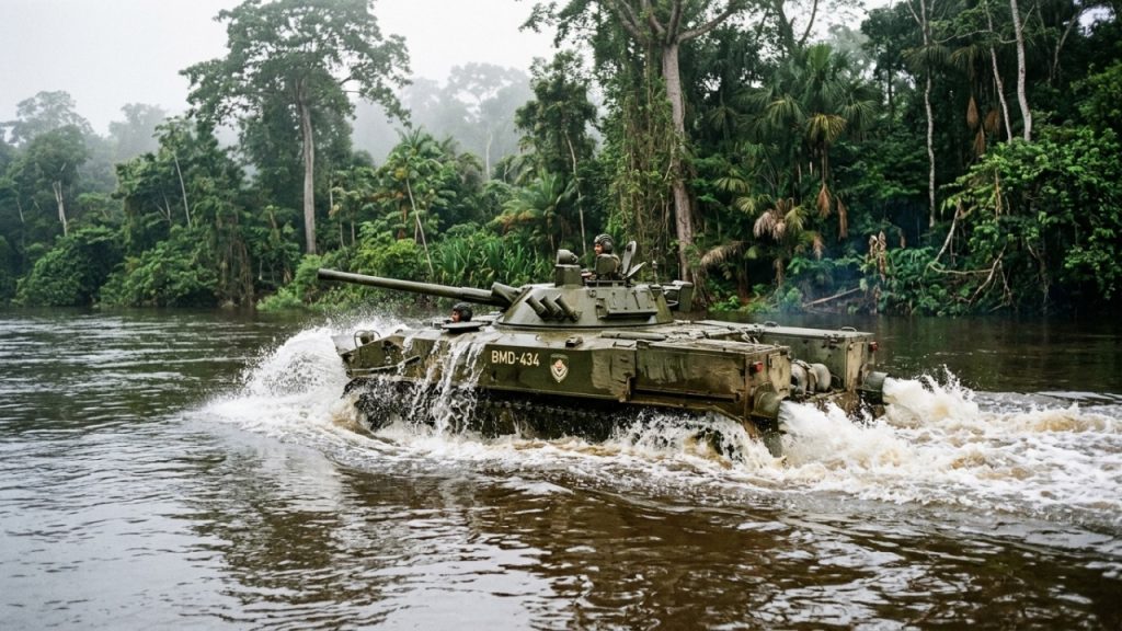 O tanque anfíbio tático que é lançado de paraquedas