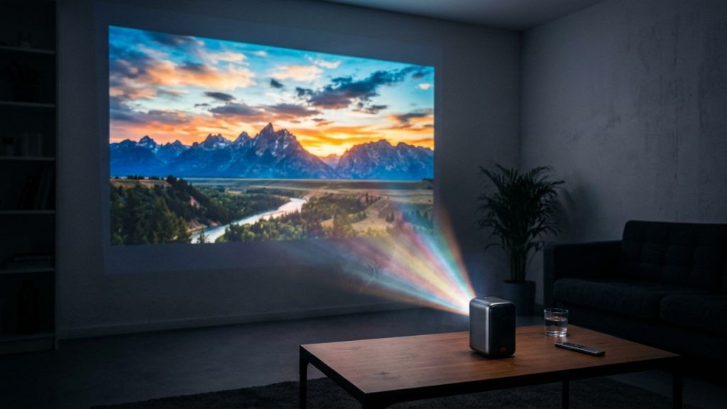 Projetores LED portáteis entregam tela de 100 polegadas custando um terço do preço de uma Smart TV gigante e consomem menos energia