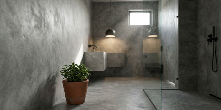 Veja quanto custa aplicar cimento queimado no banheiro e como economizar com materiais simples que entregam um visual sofisticado