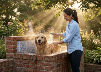 Crie um espaço ideal para banho do seu pet no quintal e elimine a sujeira dentro de casa com uma estrutura simples e eficiente