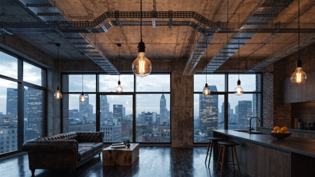 Casa estilo industrial com eletrocalhas aparentes combina estética marcante e eficiência técnica