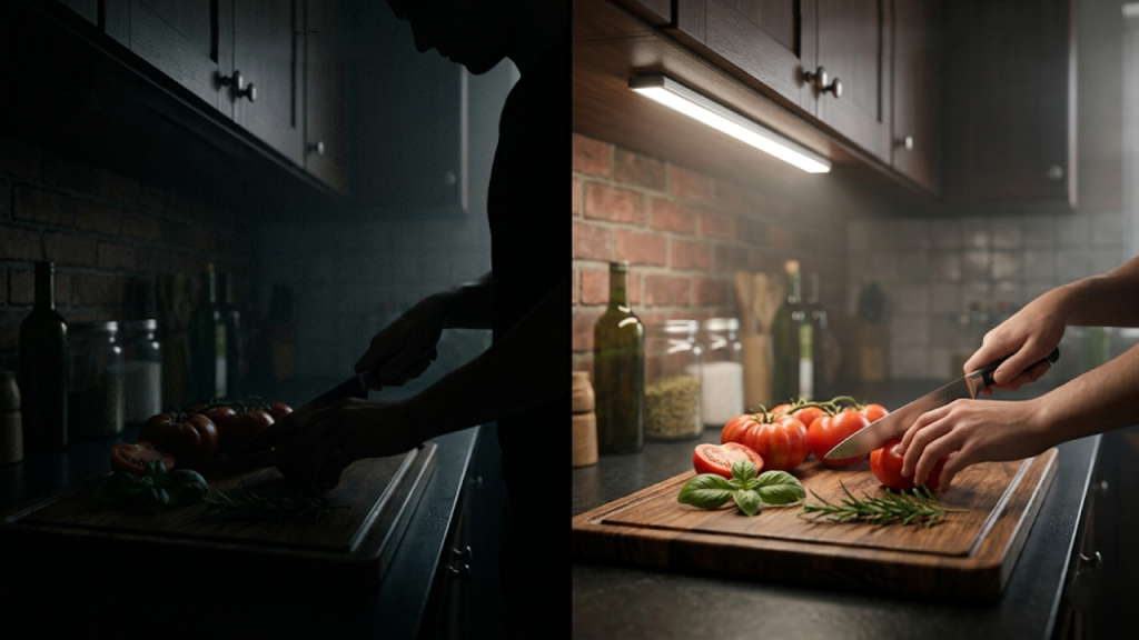 Quanto custa adaptar sua cozinha com luminária magnética de LED e eliminar sombras perigosas sem quebrar azulejos