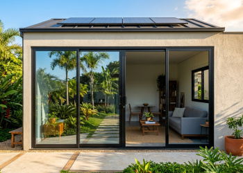 A porta de correr mais eficiente da região para integrar ambientes sem aquecer o interior