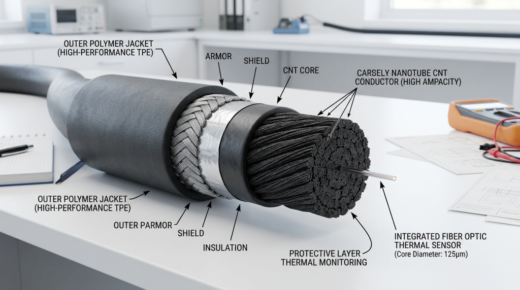 O ultraleve cabo do futuro feito de grafeno que conduz energia entre continentes sem perder um único volt no caminho
