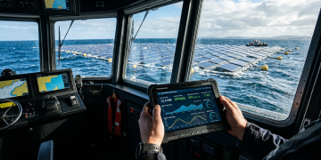 A monumental ilha de painéis solares flutuantes que suporta ondas de 10 metros para gerar energia no meio do mar alto