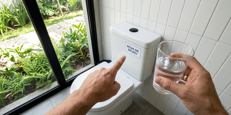 Casa de 52 metros quadrados com sistema de filtragem caseira corta o desperdício e reutiliza a água do banho no jardim