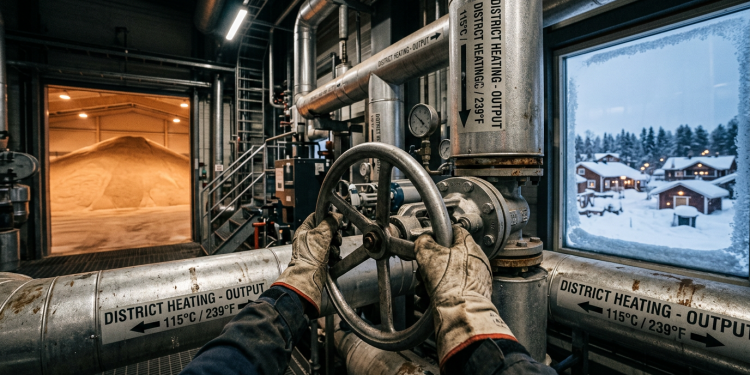 A colossal bateria de areia escaldante que armazena calor a 500°C durante meses para aquecer cidades inteiras no inverno