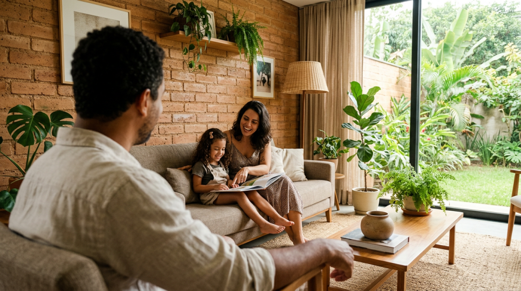 Casa compacta feita com tijolos de terra que não vão ao fogo e criam paredes que respiram e isolam o calor naturalmente