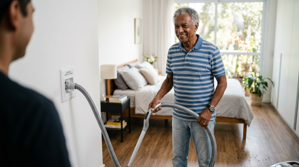 A casa mais tecnológica e saudável com aspiração central para conforto e silêncio total