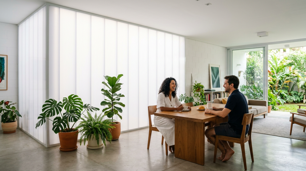 Paredes de luz, o uso do policarbonato para iluminar o centro da sua casa com baixo custo e alta eficiência