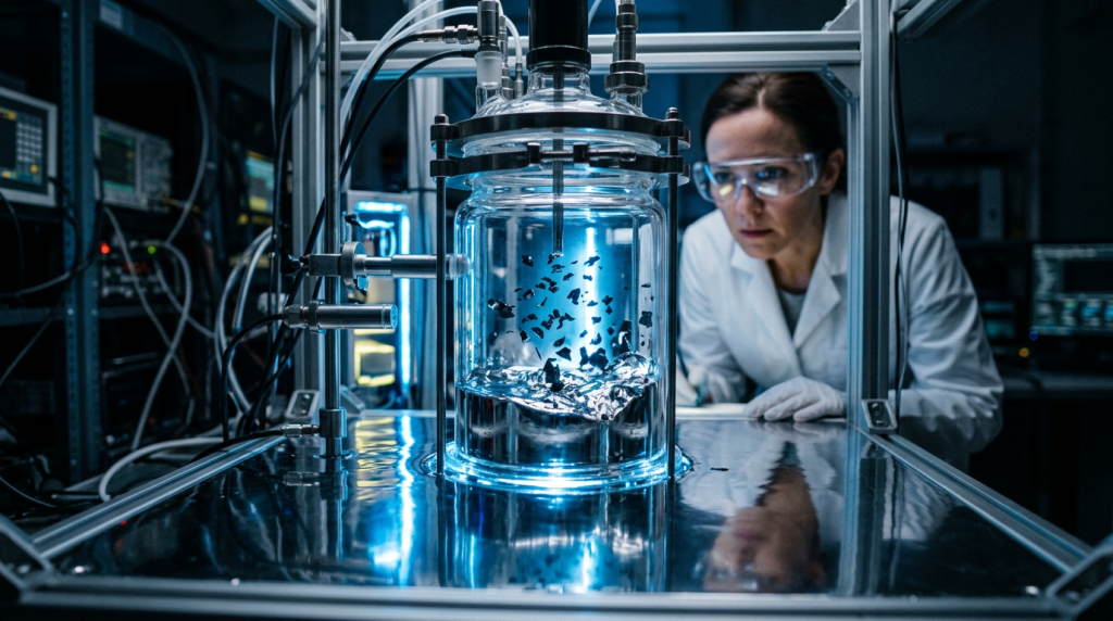 A impressionante liga de metal líquido que suga a poluição do ar e a transforma de volta em blocos de carvão sólido