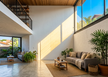 Como projetar pé-direito duplo em casas pequenas sem desperdício de energia