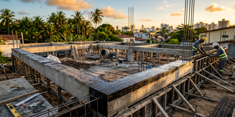 Projeto arquitetônico de casa com baldrame impermeabilizado para evitar umidade e infiltrações