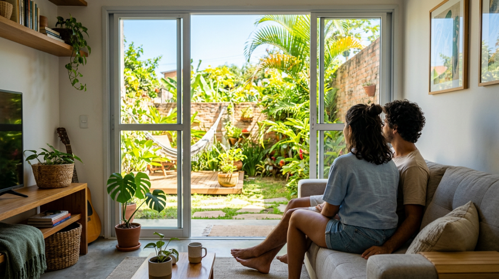 A porta de correr mais eficiente da região para integrar ambientes sem aquecer o interior