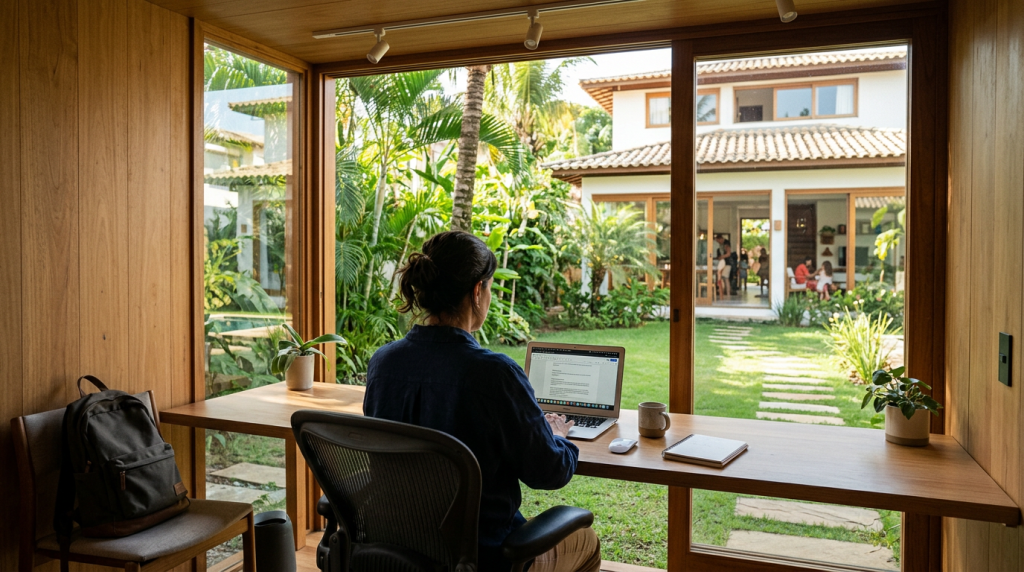 O refúgio silencioso modular que transforma seu quintal no estúdio de gravação perfeito