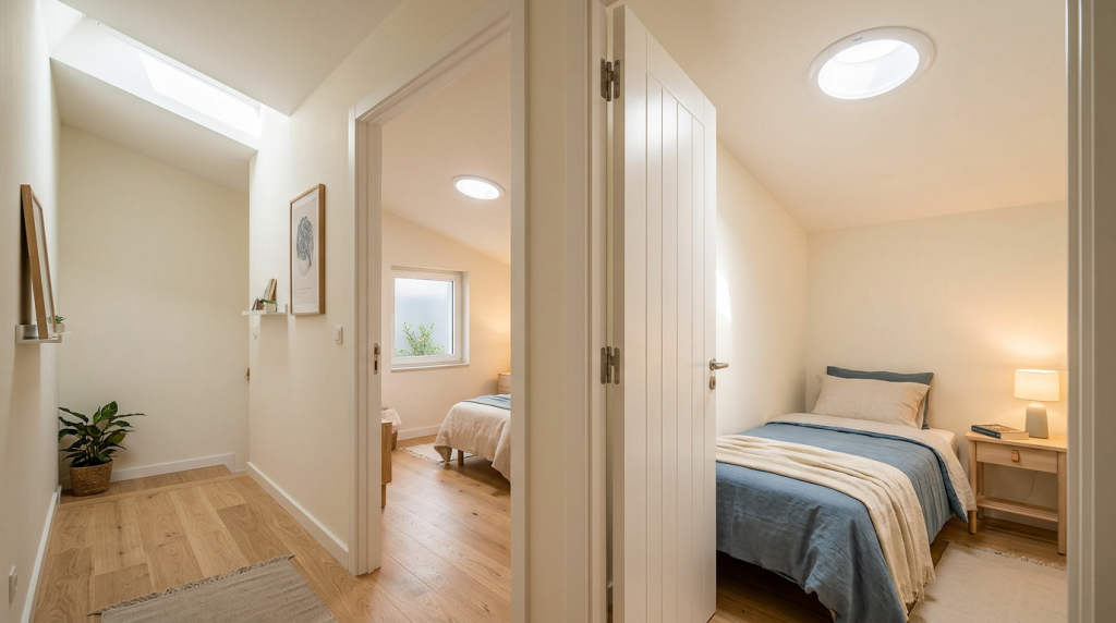 Casa de 45 metros quadrados usa "túneis de sol" para iluminar quartos e corredores sem gastar um centavo de energia