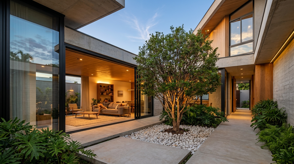 O pátio interno que transforma casas pequenas em ambientes frescos e iluminados