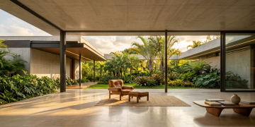A casa mais moderna em Jardins com lajes alveolares para ambientes amplos e iluminação natural