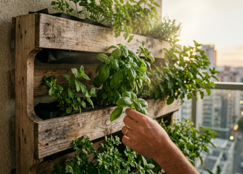 Veja quanto custa montar uma horta vertical com palete reciclado e como economizar criando um jardim produtivo na parede