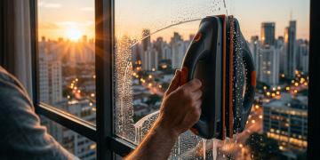 Evite acidentes ao limpar janelas externas usando rodos magnéticos dupla face que funcionam na hora e substituem serviços profissionais caros