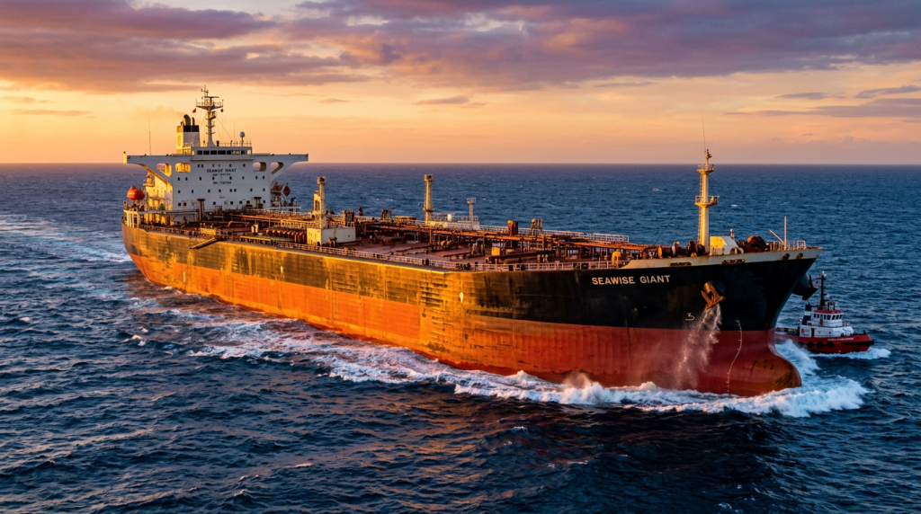 O colossal navio petroleiro de quase meio quilômetro de comprimento que transportava energia suficiente para abastecer um país inteiro