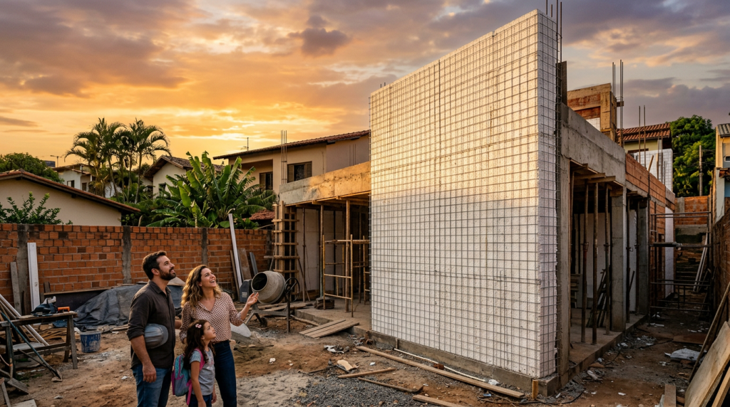 O método inovador que utiliza painéis estruturais de isopor para erguer uma casa de 100 metros quadrados em tempo recorde e cortar a conta de luz pela metade