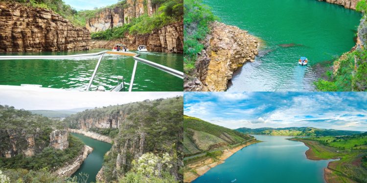 Com paredões de 20 metros e lanchas reguladas pela Marinha, o roteiro em Capitólio revela as águas cristalinas do Lago de Furnas no sudoeste mineiro